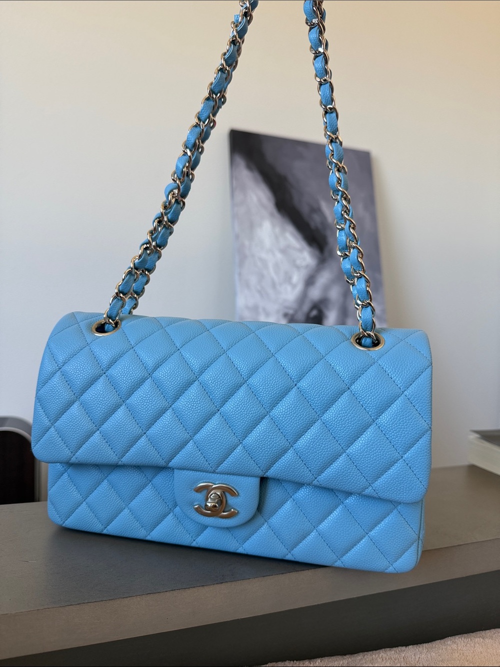 Chanel Medium Double Flap Bag in Blue